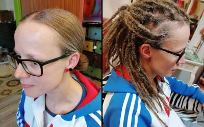 Peloco: Meeeeeega Spaß gehabt mit der lieben Michaela 🤗 Ihr feines Eigenhaar wurde gedreadet und dann anschließend verlängert. Bei feinem, dünnen Haar muss man beachten, dass man beim Dreaden sehr viel an Länge verliert. Daher finde ich es auch schöner bei feinem Haar dünnere Dreads zu machen und dadurch mehr Dreads bekommt. Übrigens: auch bei den Dreads kann man Verdichtung machen 😉 Ich bin darüber sehr dankbar da auch ich unter zu wenig und zu feinem Haar 'leide'.