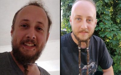 Peloco: Es wurde wieder mal ge-Bart 😉 Wir haben den Bart meines Kunden mit synthetischen Haar verlängert, gedreadet und dazu mit teuflisch schönen Perlen aus Metall verziert.