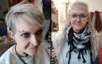 Peloco: Eine Mega-Veränderung bei der ich mich mal wieder austoben durfte! Scharf sieht Nici nun aus mit ihrer Haarverlängerung aus Braids & Plaits in Silber-Weiß und Schwarz. Die Spitzen haben wir offen und glatt gelassen, um extraviel Länge zu gewinnen.